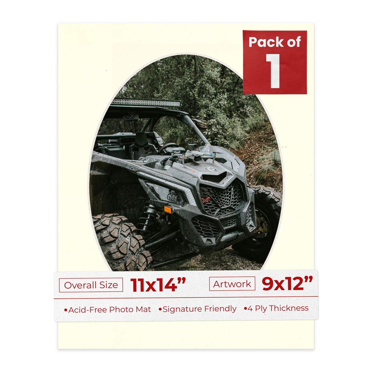 Cream Linen Mat Board for 11x14 Frames - Oval Opening for 9x12 Photos